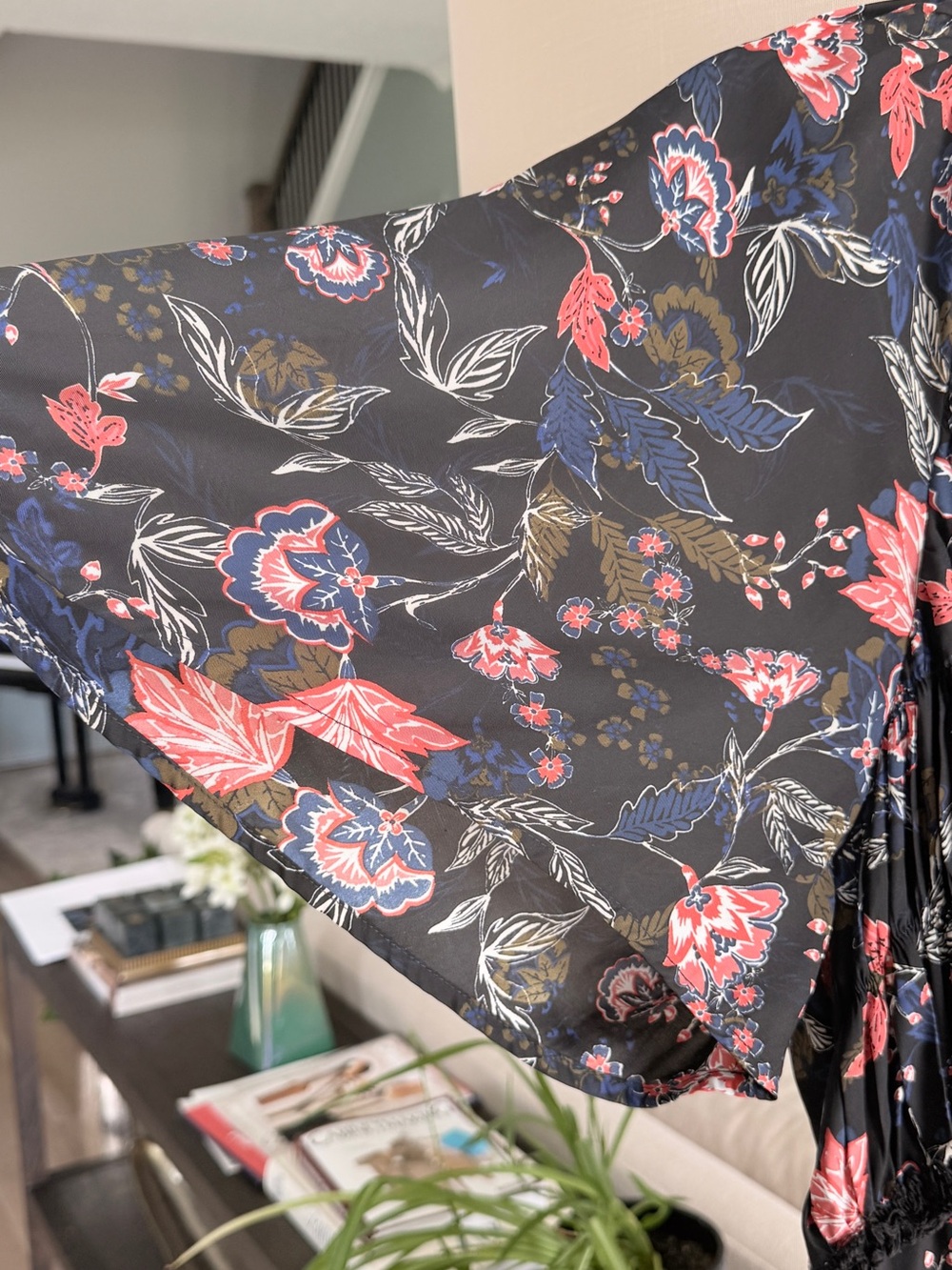 Chelsea28 Black Floral Dress with Blue and Pink Blooms - Picture 4 of 11